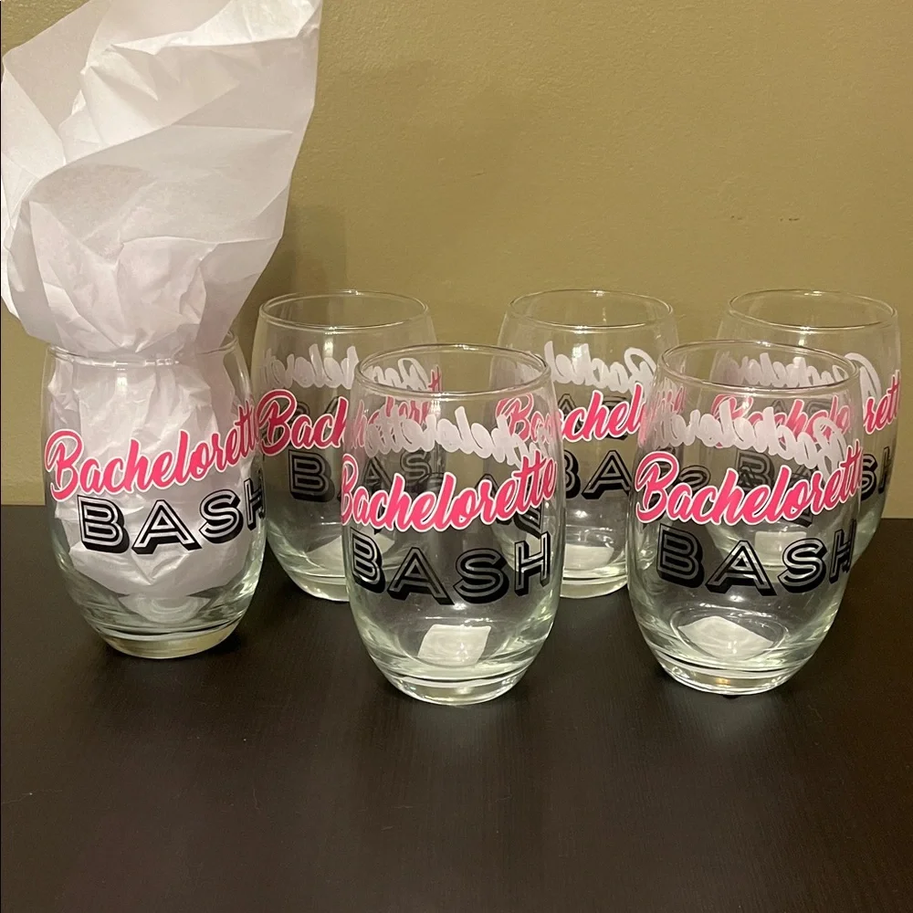 Bachelorette Bash Party Glasses Set - Pink and Black - set of 6